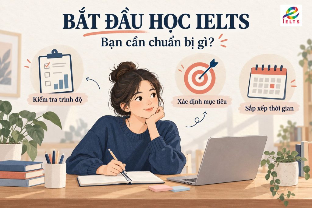 Người mới bắt đầu học IELTS cần kiểm tra trình độ, xác định mục tiêu và sắp xếp thời gian học.